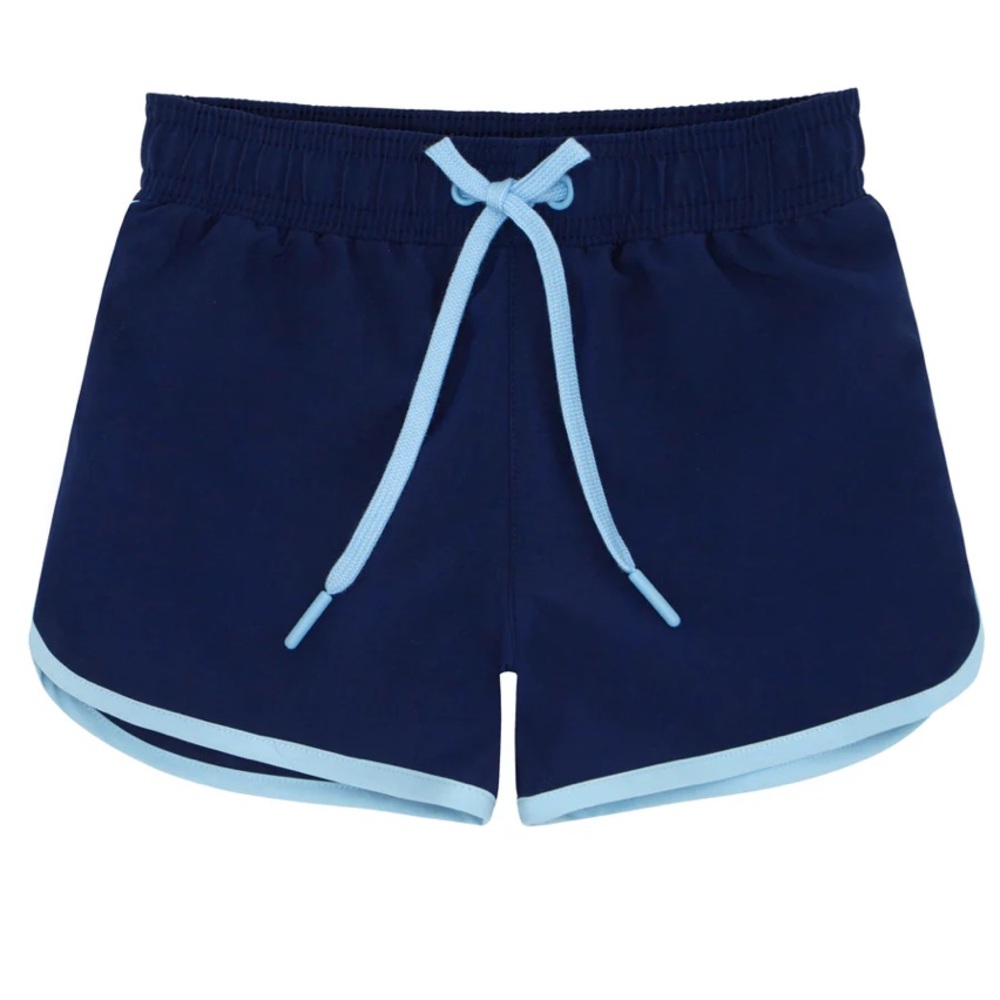 boys 9/10 navy boardie with side binding
